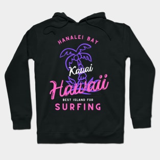 Retro cool Hanalei Bay Hawaii Palm Tree Hoodie